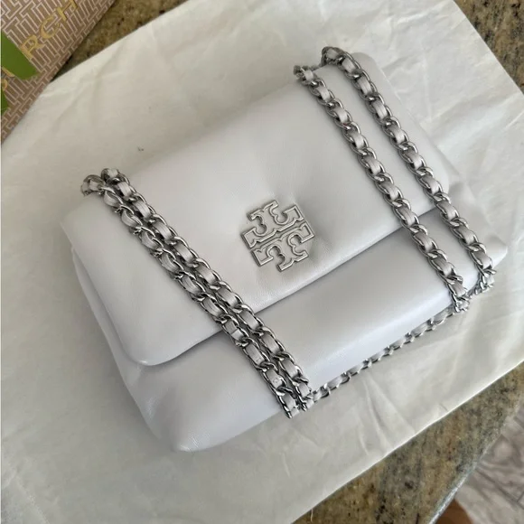 Bags Tory Burch Britten Leather Puffy Small Shoulder Bag, Optic White, 548 - Picture 3 of 8